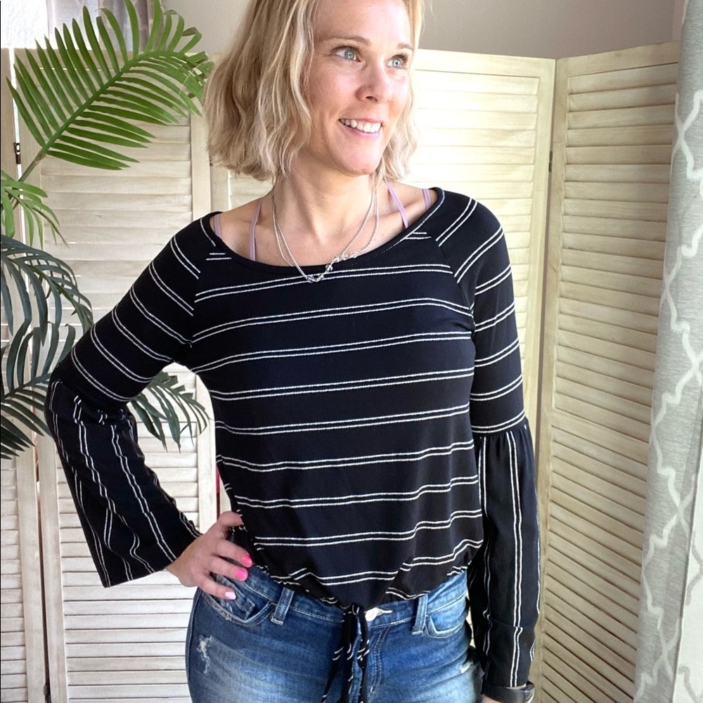 Classic striped bell sleeve top